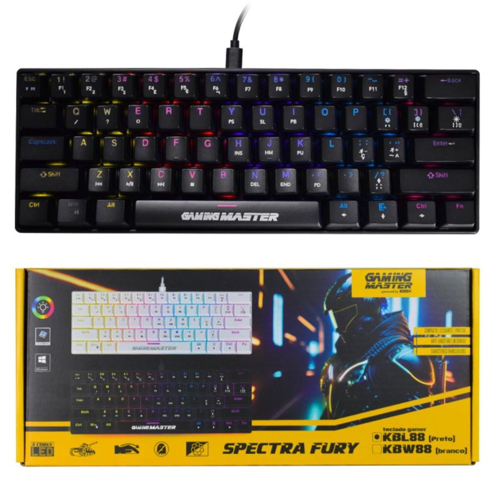TECLADO KMEX MECANICO GAMER SPECTRAFURY PRETO KBL8 RGB - miniatura 3