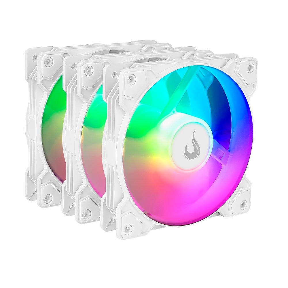 Kit 3 Fans Gamer Rise Mode X Led Rainbow White 120mm 1200RPM - RM-XLD-01-RBW - miniatura 2