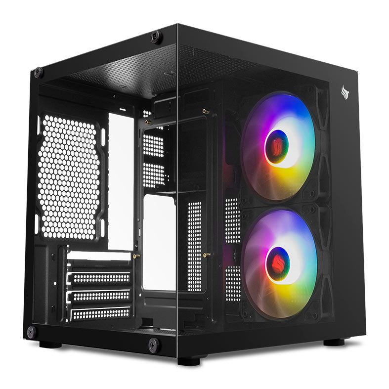 Gabinete Gamer Pichau Atom X, Mini-Tower, Lateral de Vidro, Com 2 Fans, Preto, PG-ATOMX-BK - foto 1