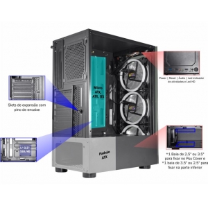 Gabinete Gamer ATX K-MEX 10W5 Com Fans - Frente e Lateral de Vidro - miniatura 9