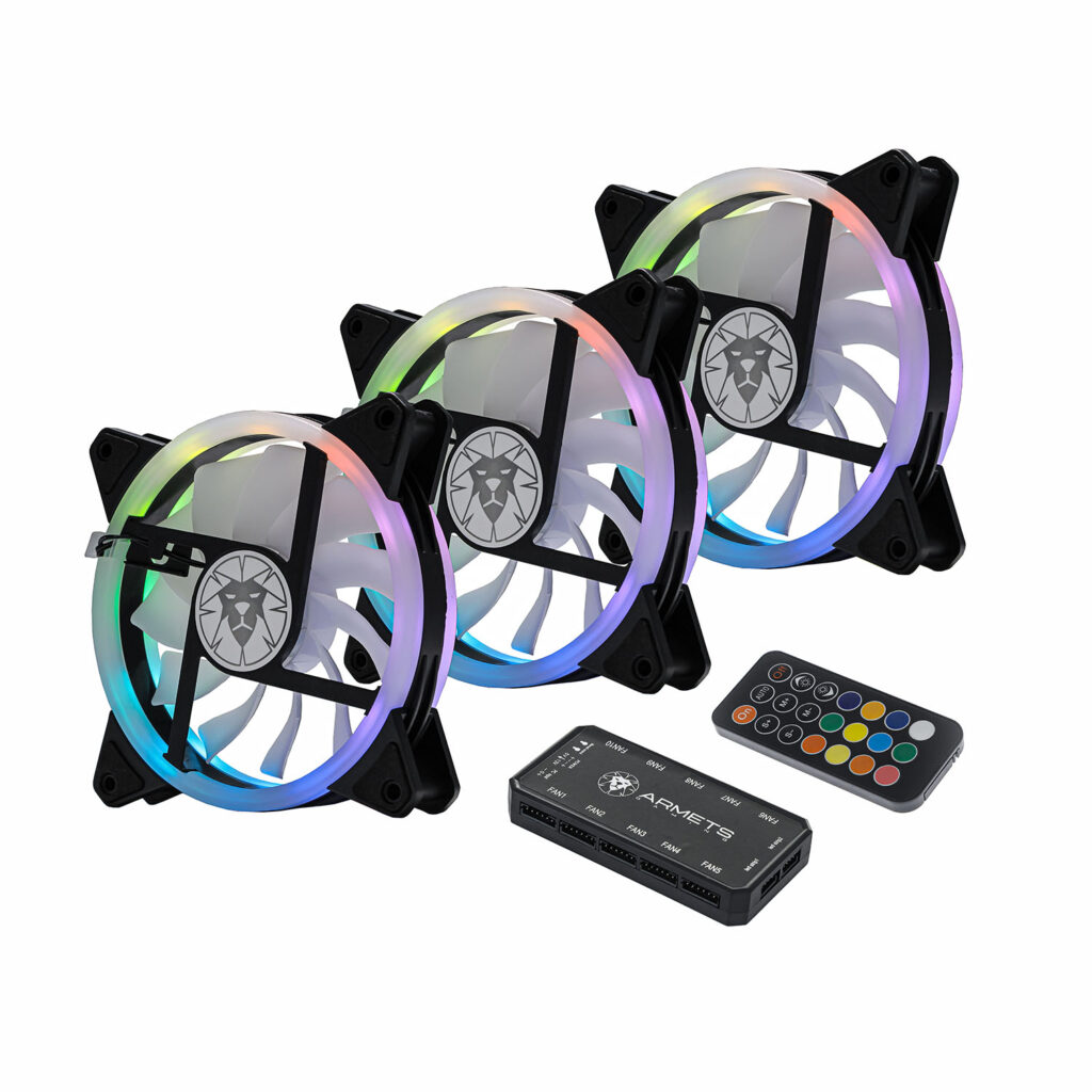 KIT 3X FAN ARMETS COOLER RGB 120X120 CONTROLE REMOTO E CONTROLADORA KCF3-01 - miniatura 2