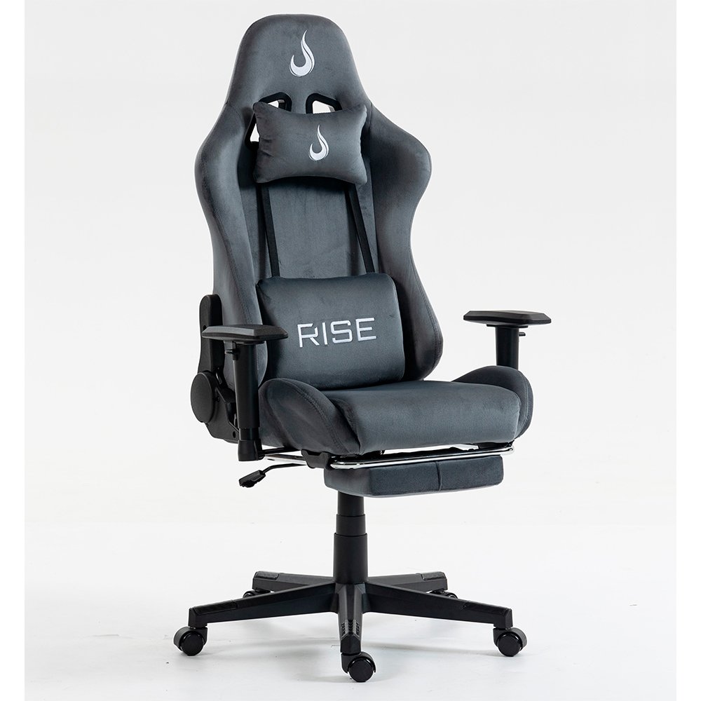 Cadeira Gamer Rise Mode X02, Ângulo Ajustável, Braço 2D, Apoio Para os Pés Retrátil, Cinza Fabric - RM-CG-X02-GR-FBC - foto 1