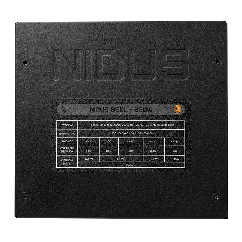 Fonte Pichau Nidus 650L, 650W, 80 Plus Bronze, Preto, PG-NDL650-01BR - miniatura 4