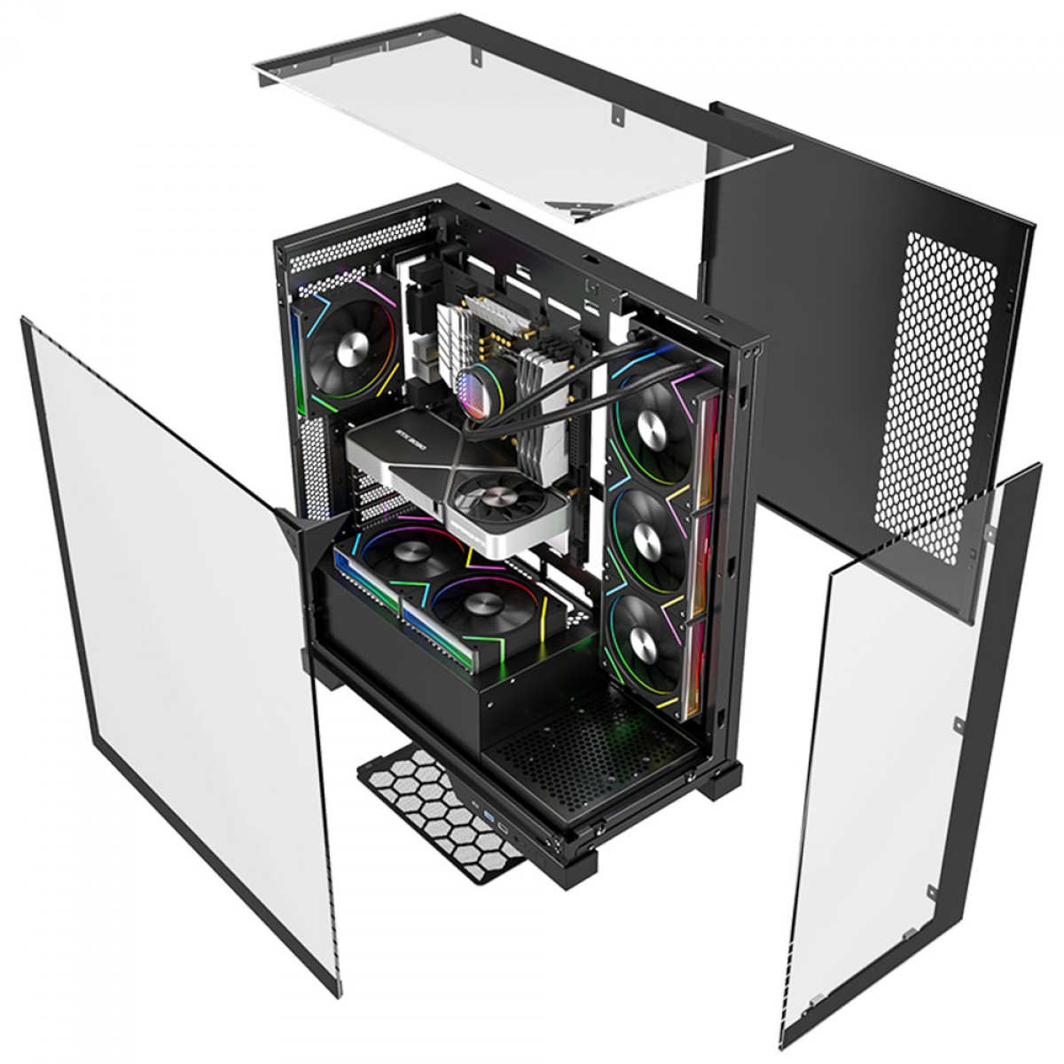 Gabinete Gamer Liketec Empire Dark, Mid Tower, Vidro Temperado, ATX, Sem Fonte, Sem Fans, Preto - miniatura 3