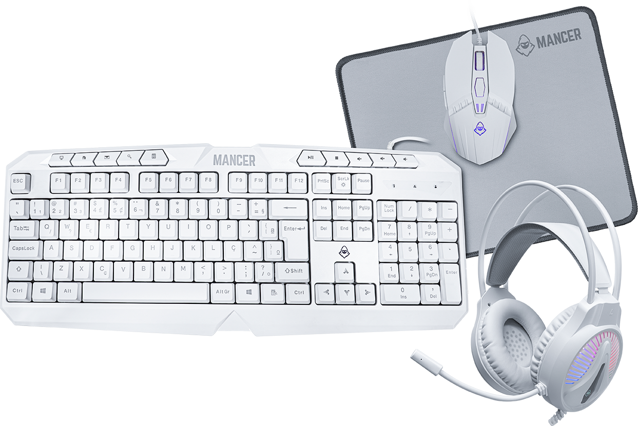 Combo Gamer Mancer ORC V2 4x1, Rainbow, Teclado ABNT2, Mouse 6400DPI, Mousepad Pequeno, Headset Drivers 40mm, Branco, MR - miniatura 2