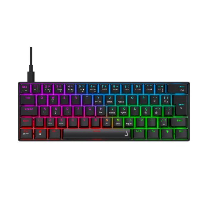 Teclado Mecânico Gamer Rise Mode Nova 02 Switch Rise Core RGB C/ Fio ABNT2 Preto - RM-TCM-NV02-B - foto 1