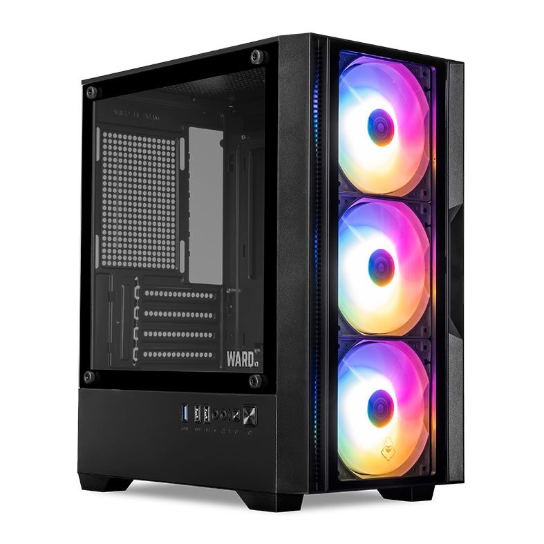 Gabinete Gamer Mancer Ward V3, Mini-Tower, Lateral de Vidro, Com 3 Fans, Preto, MCR-WD3-BK-3F - foto 1