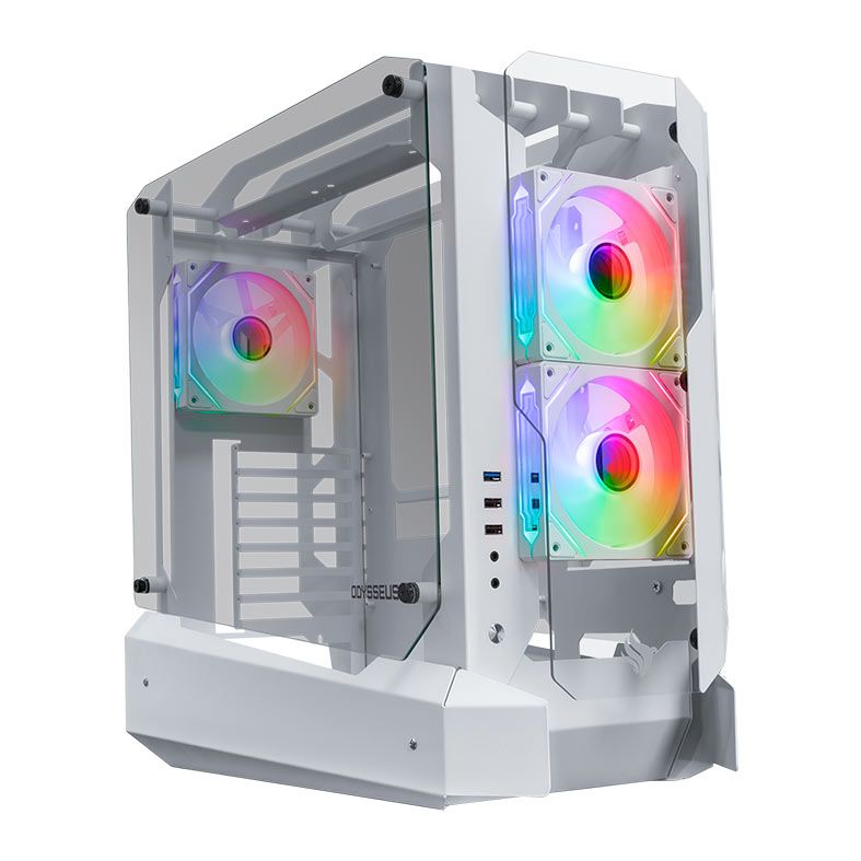 Gabinete Gamer Pichau Odysseus, RGB, Mid-Tower, Lateral de Vidro, Com 3 Fans, Branco, PG-ODY-WH3F - foto 1