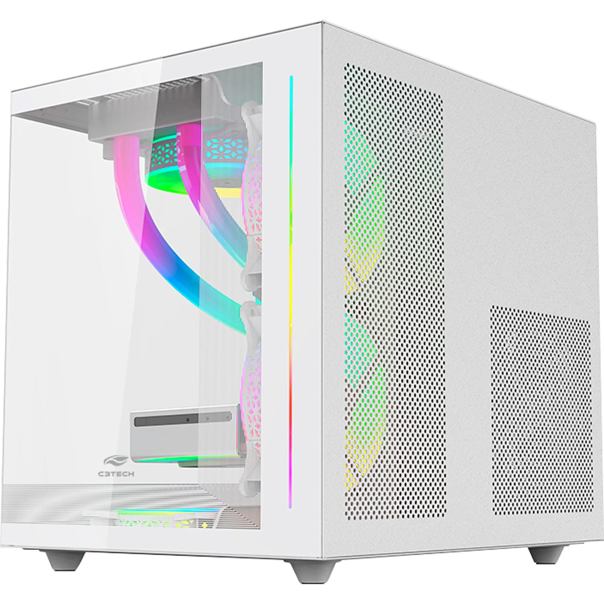 GABINETE C3TECH GAMER AQUARIUS MTG810WH BRANCO - miniatura 3