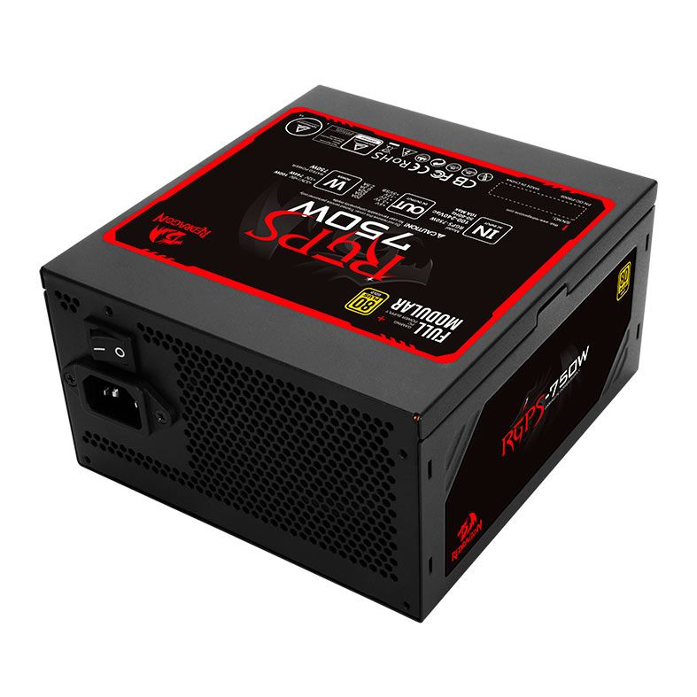 Fonte Redragon RGPS-750W, Full-Modular, 80 Plus Gold, Preto, RGPS-750W - foto 1