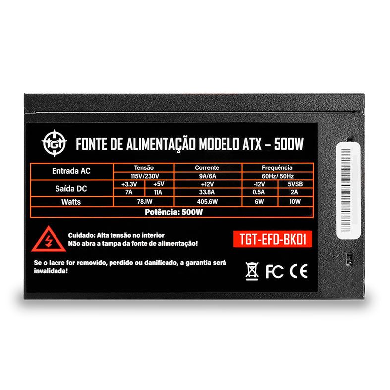 Fonte TGT Enfield, 500W, ATX Bivolt, Preto, TGT-EFD-BK01 - miniatura 4