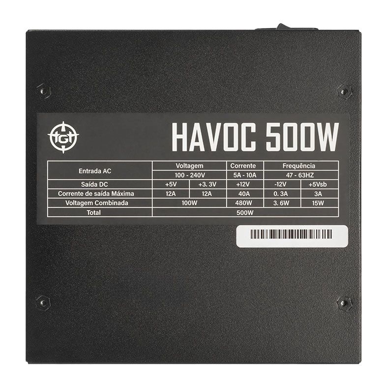 Fonte TGT Havoc, 500W, 80 Plus White, TGT-HV500-BK01 - miniatura 3