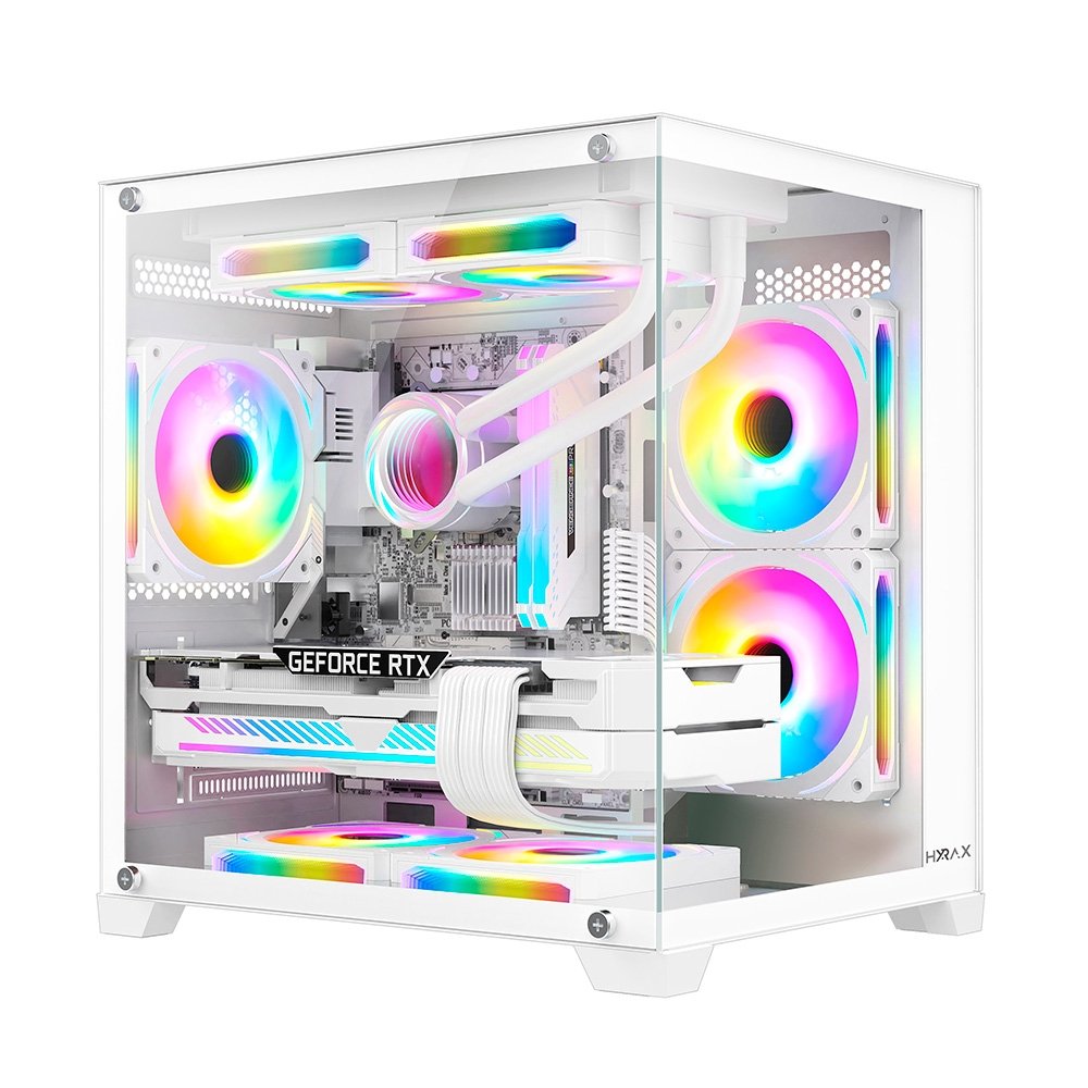 Gabinete Gamer Hyrax HGB705, Mini Tower, Frontal e Lateral em Vidro, Sem FANs, Branco - HGB705W - foto 1