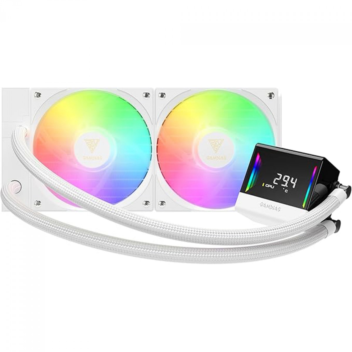 Water Cooler Gamdias Chione E4-240 WH, ARGB, 240mm, Display Digital, Intel-AMD, White - foto 1