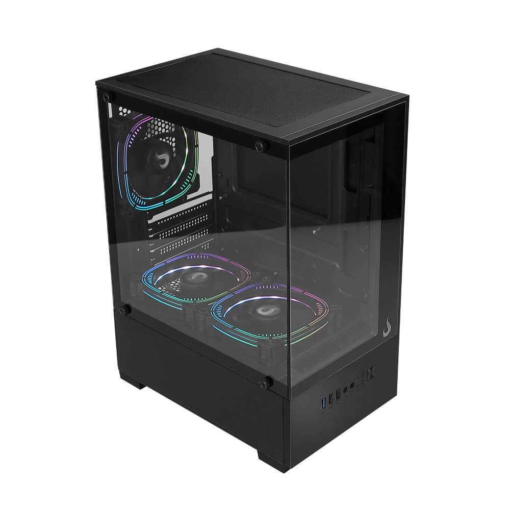 Gabinete Gamer Rise Mode Prisma Glass 01 Mid Tower Vidro Temperado USB 3.0 S/ Fans Preto - RM-CA-PRS-01-FB - foto 1