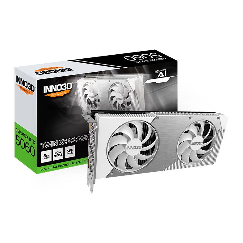 Placa de Video INNO3D GeForce RTX 5060 Twin X2 OC White, 8GB, GDDR7, 128-bit, N50602-08D7X-195070W - miniatura 2