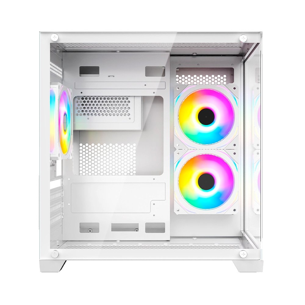Gabinete Gamer Hyrax HGB705, Mini Tower, Frontal e Lateral em Vidro, Sem FANs, Branco - HGB705W - miniatura 3