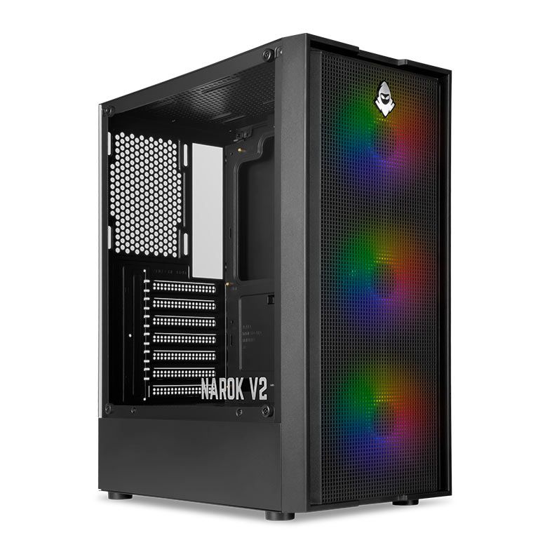 Gabinete Gamer Mancer Narok V2, Rainbow, Com 3 Fans, Preto, MCR-NRK-V2 - foto 1