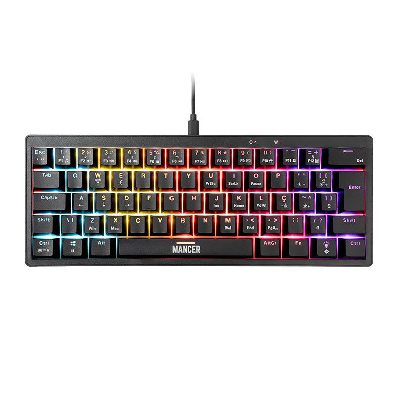 Teclado Mecanico Mancer Zarion, Rainbow, ABNT2, Switch Vermelho, Preto, MCR-ZRN-RBW01 - foto 1