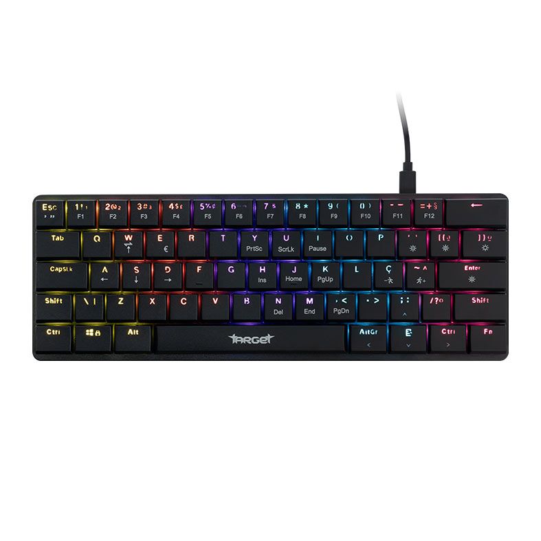 Teclado Mecanico TGT Sherman LP60, Rainbow, ABNT2, Switch Azul, Preto, TGT-SHLOW-RBW01 - foto 1