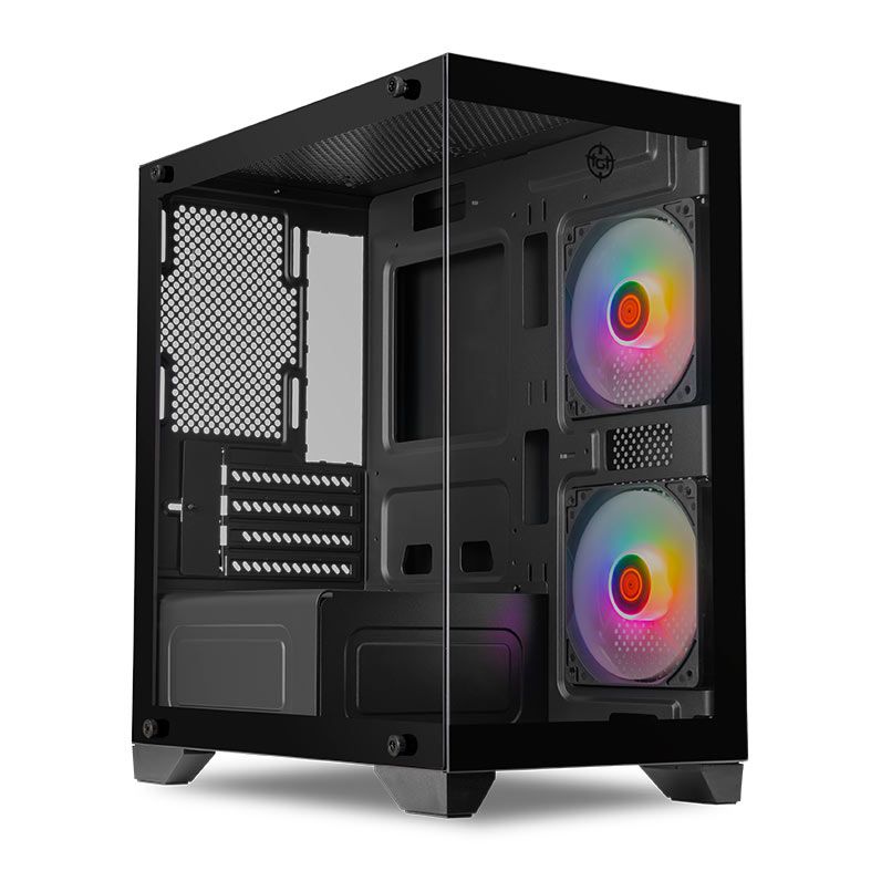 Gabinete Gamer TGT Gladiator, Rainbow, Mid-Tower, Lateral de Vidro, Com 2 Fans, Preto, TGT-GLD-BK - foto 1