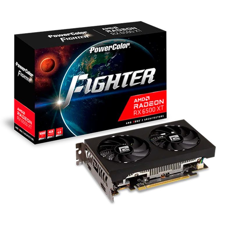 Placa de Video PowerColor Radeon RX 6500 XT Fighter, 4GB, GDDR6, 64-bit, AXRX-6500XT-4GBD6-DHV3 - foto 1