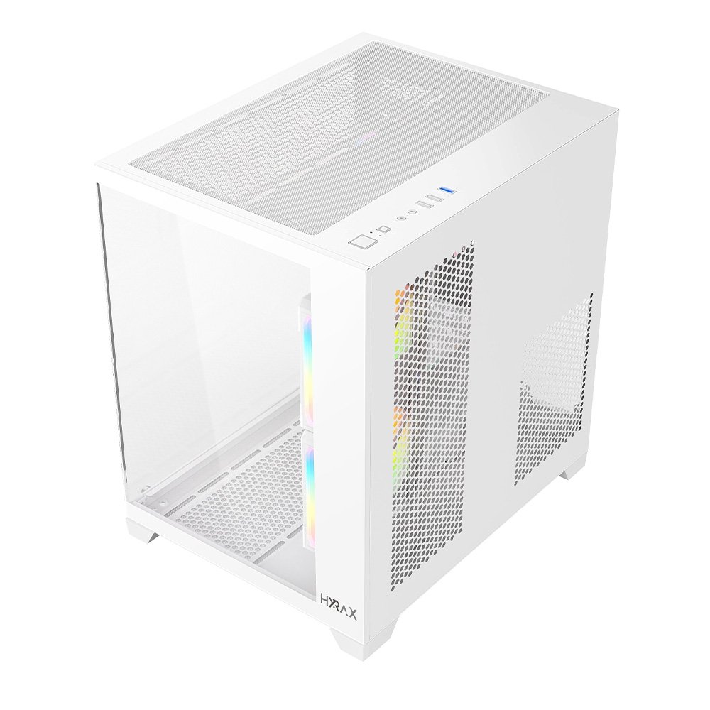 Gabinete Gamer Hyrax HGB705, Mini Tower, Frontal e Lateral em Vidro, Sem FANs, Branco - HGB705W - miniatura 4