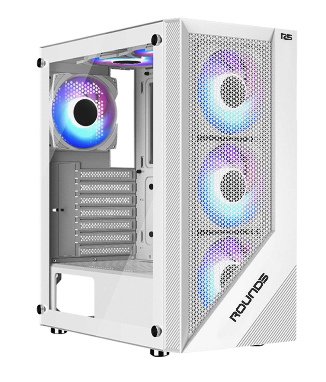 GABINETE GAMER R5 SYNDRA WHITE (ATX / LATERAL VIDRO / FRENTE MESH/ SEM FAN) - foto 1