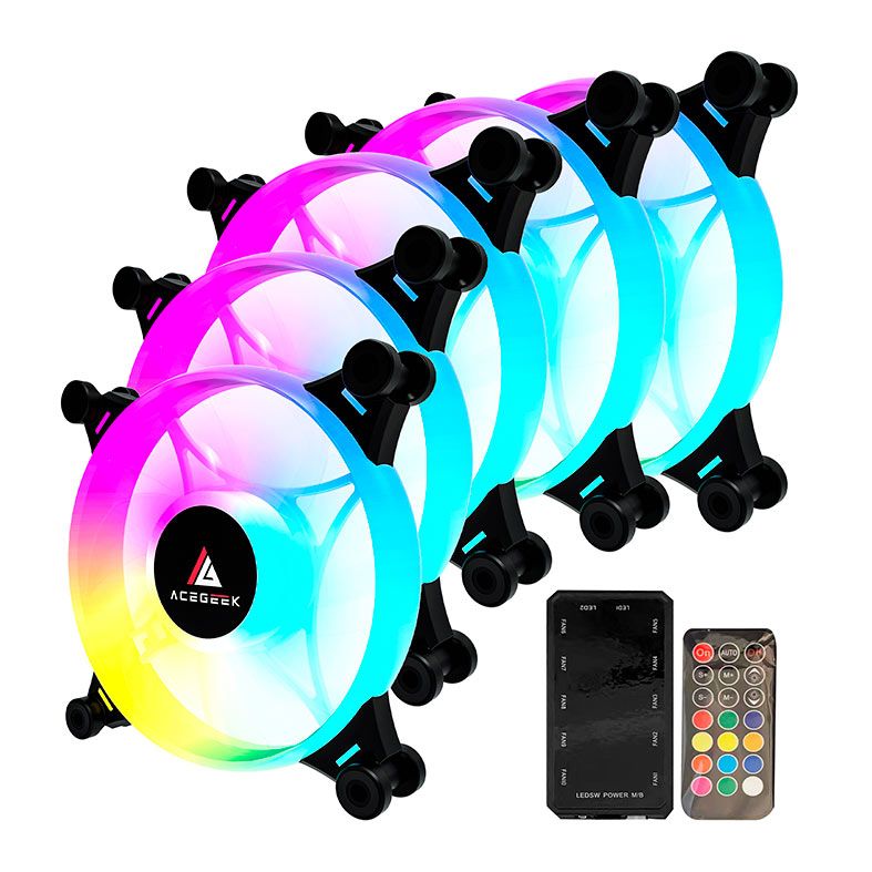 Kit Ventoinha Acegeek Crystal, 5x120mm, ARGB, Preto, AG-CRYSTAL5X1-BK - miniatura 3