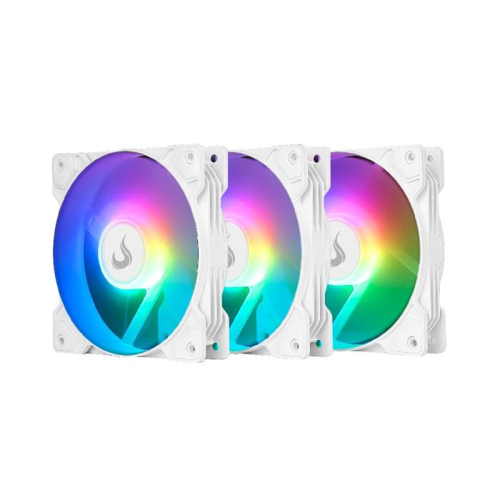 Kit C/3 Ventoinhas Rise Mode X 120mm ARGB Branco - RM-XLD-02-ARGB - miniatura 2
