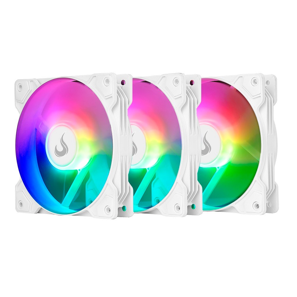 Kit 3 Fans Gamer Rise Mode X Led Rainbow White 120mm 1200RPM - RM-XLD-01-RBW - miniatura 4