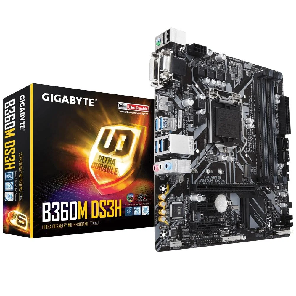 Placa Mae Gigabyte B360M DS3H, Intel LGA 1151, mATX, DDR4, Preto - B360M DS3H - foto 1