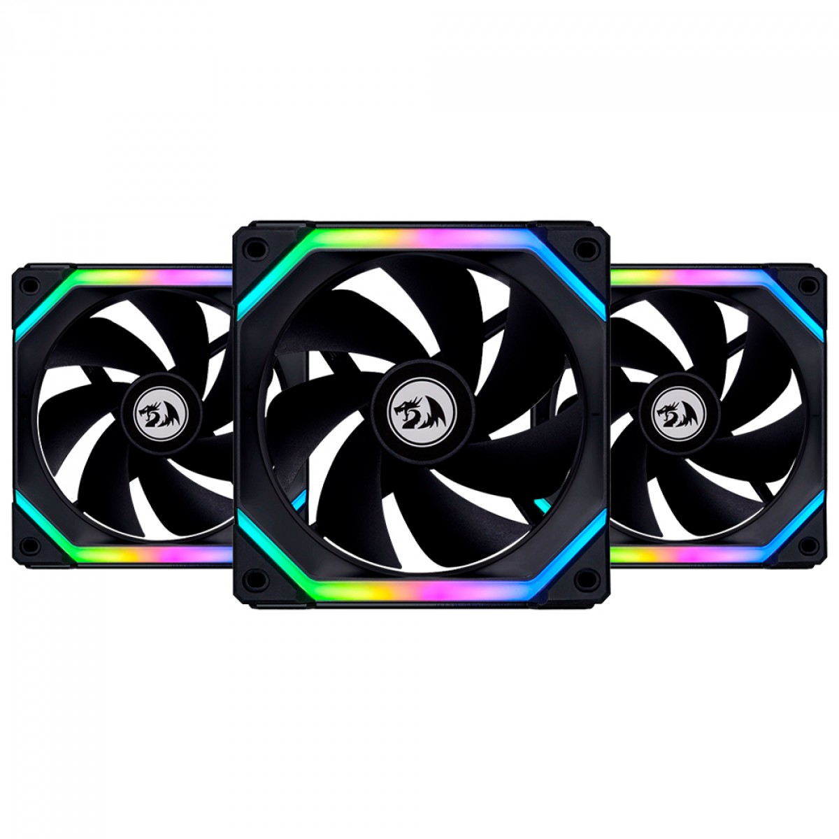 Kit Fan Com 3 Unidades Lian Li Uni Fan Redragon Spec, 120mm, ARGB, Black, UF-SL120-3B SI - foto 1