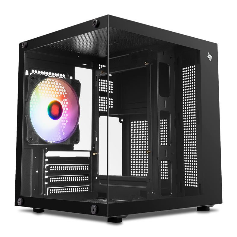 Gabinete Gamer Pichau Atom, Mini-Tower, Lateral de Vidro, Com 1 Fan, Preto, PG-ATOM-BK - foto 1