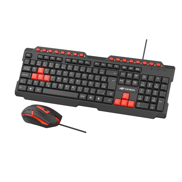 Kit Teclado e Mouse Gamer C3Tech USB ABNT2 1200 DPI - Preto e Vermelho - miniatura 2