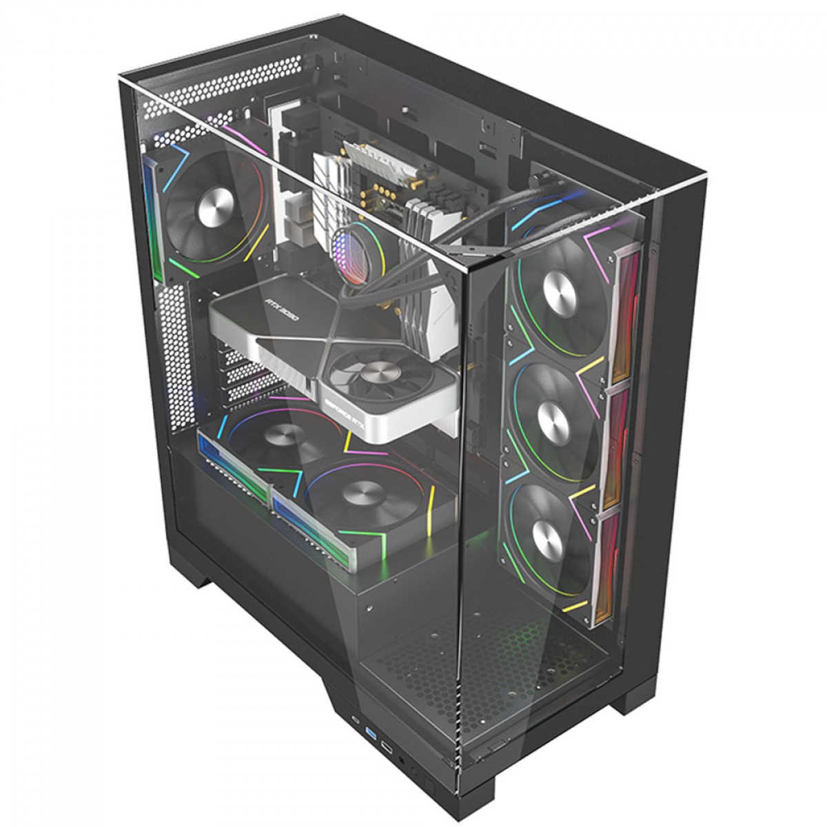 Gabinete Gamer Liketec Empire Dark, Mid Tower, Vidro Temperado, ATX, Sem Fonte, Sem Fans, Preto - foto 1