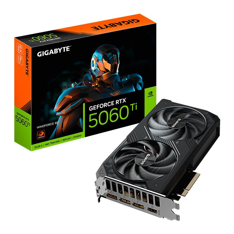 Placa de Video Gigabyte GeForce RTX 5060 Ti Windforce, 8GB, GDDR7, 128-bit, GV-N506TWF2-8GD - foto 1