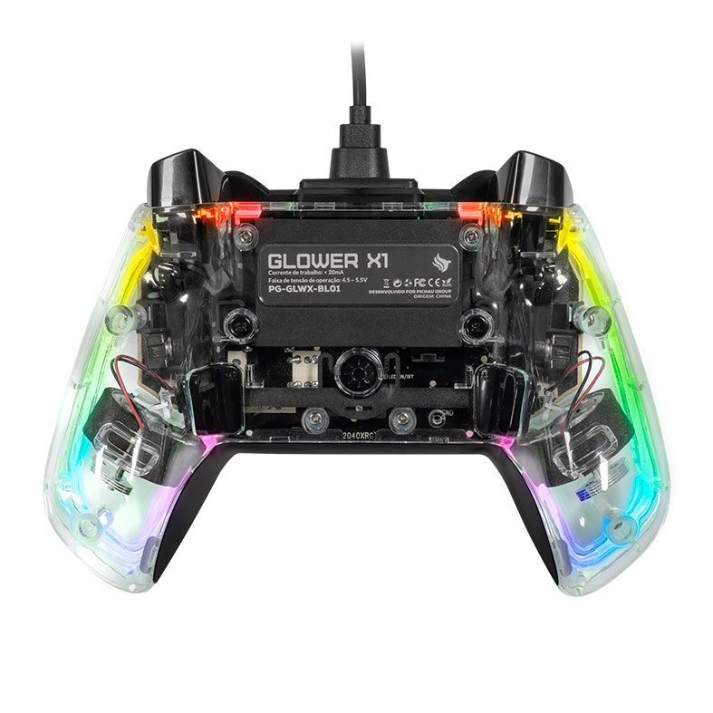 Controle Pichau Glower X1, PC/Switch/PS3/ Android, Transparente, PG-GLWX-BL01 - miniatura 3