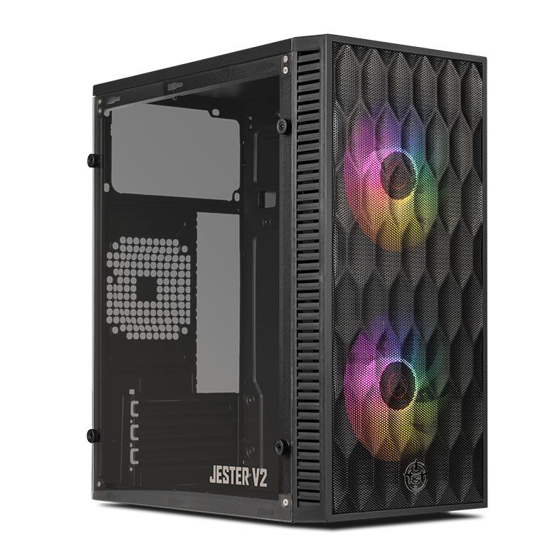 Gabinete Gamer TGT Jester V2, Rainbow, Mini-Tower, Lateral de Acrilico, Com 2 Fans, Preto, TGT-JSRV2 - foto 1