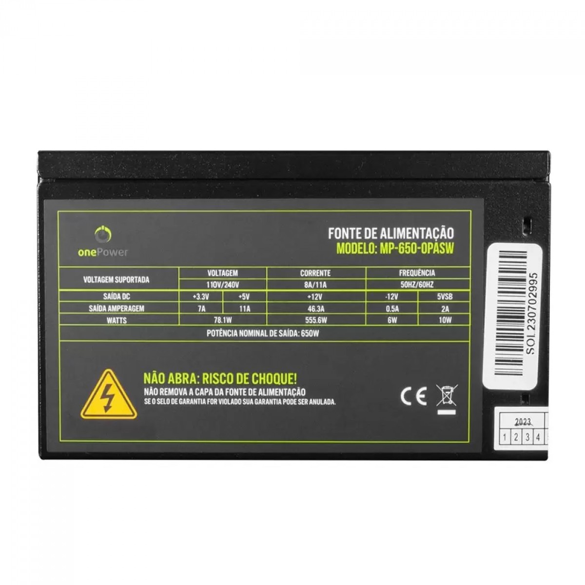 Fonte One Power, 650W, PFC Ativo, Black, MP-650-OPASW - miniatura 2