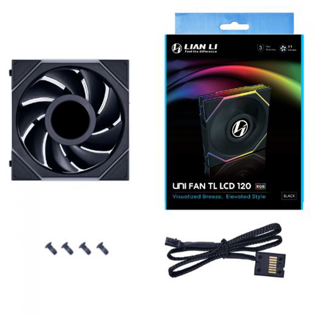 Cooler Para Gabinete Lian Li Uni Fan TL LCD, RGB, 120mm, Com Tela, Preto, 12TLLCD1B BLACK - miniatura 3
