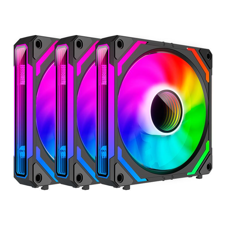 Kit Ventoinhas Redragon Infinity Mirror, ARGB, 3x120mm, Preto, GC-F012 - foto 1