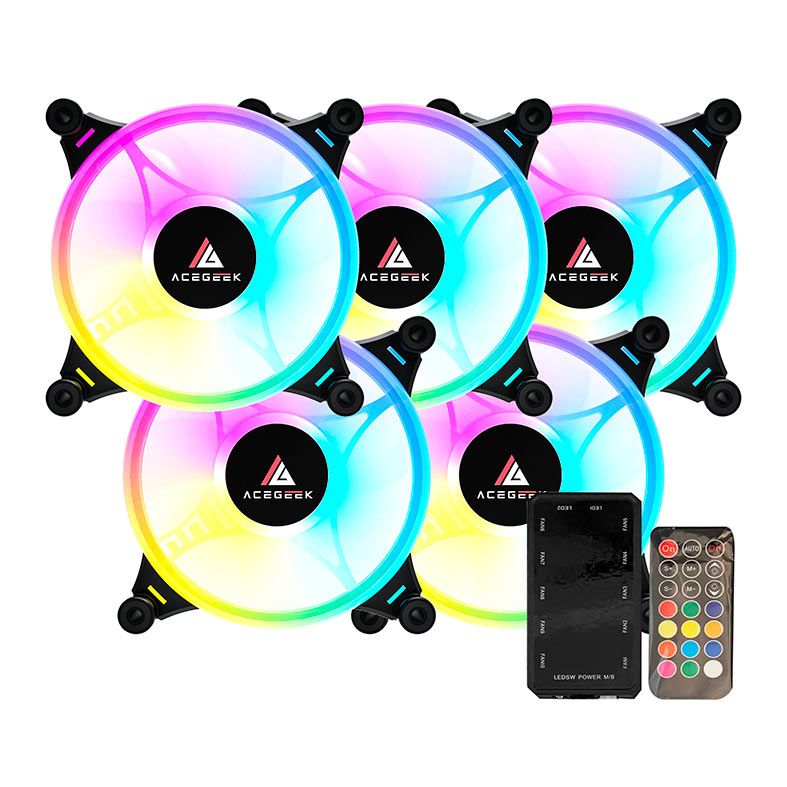 Kit Ventoinha Acegeek Crystal, 5x120mm, ARGB, Preto, AG-CRYSTAL5X1-BK - miniatura 4