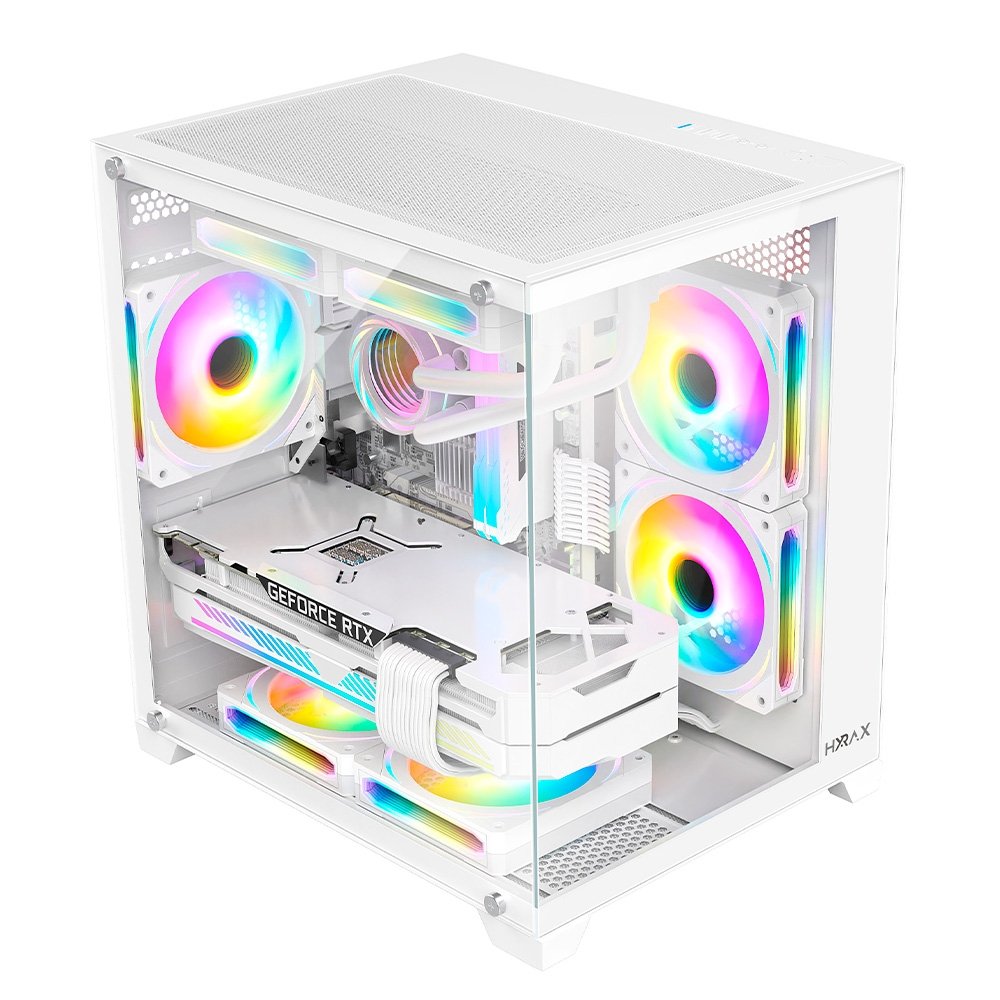 Gabinete Gamer Hyrax HGB705, Mini Tower, Frontal e Lateral em Vidro, Sem FANs, Branco - HGB705W - miniatura 2