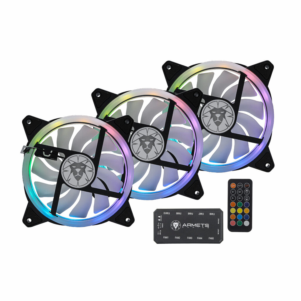 KIT 3X FAN ARMETS COOLER RGB 120X120 CONTROLE REMOTO E CONTROLADORA KCF3-01 - foto 1