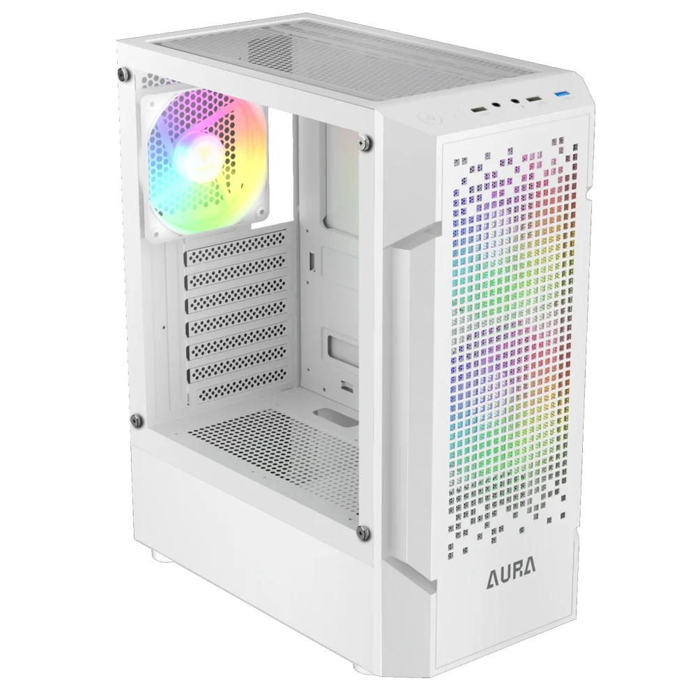 Gabinete Gamer Gamdias Aura Gc7 Wh ARGB, Mid-tower, Vidro Temp, 3 Fans, White - Aura Gc7 Wh ARGB - foto 1