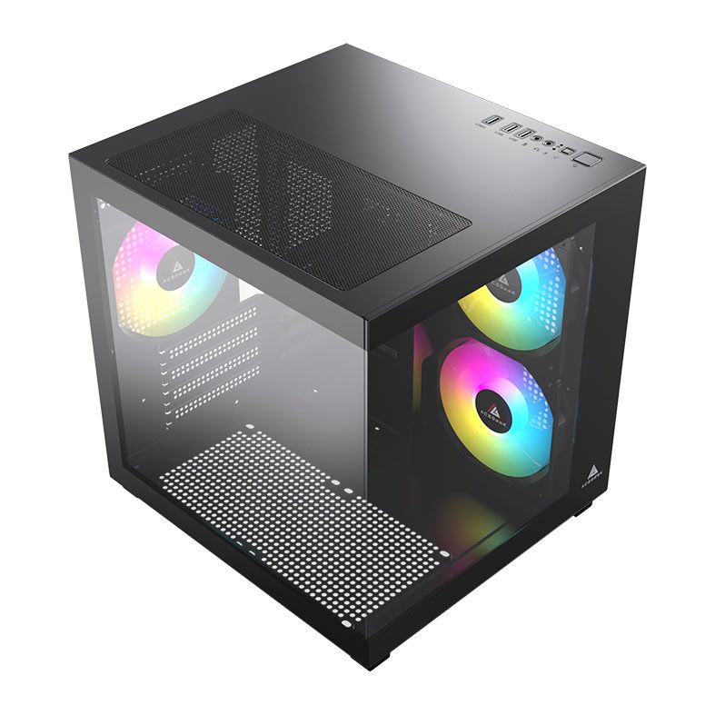 Gabinete Gamer Acegeek Ori, Rainbow, Mini-Tower, Lateral e Vidro, Com 3 Fans, Preto, AG-ORI-BK-3F - miniatura 2