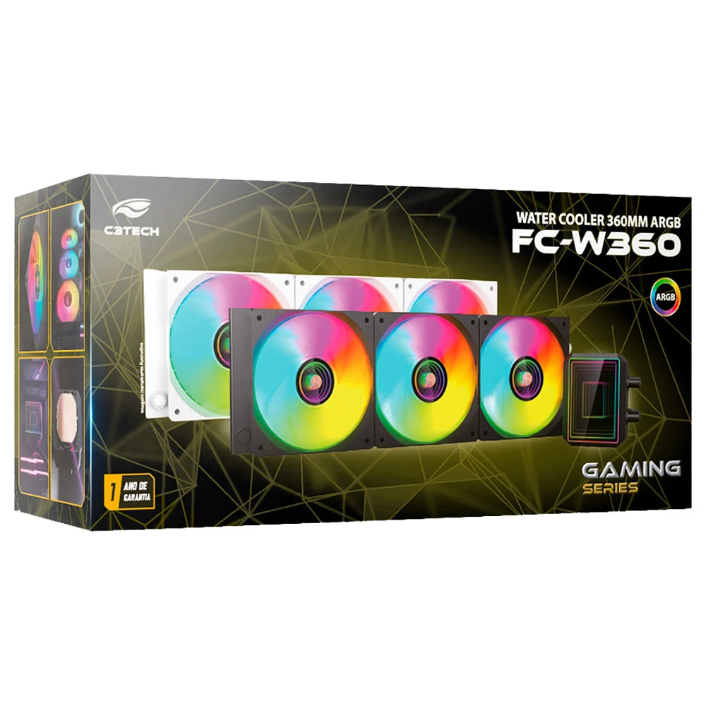 WATER COOLER C3TECH 360MM FC-W360BKV2 PRETO ARGB - miniatura 4