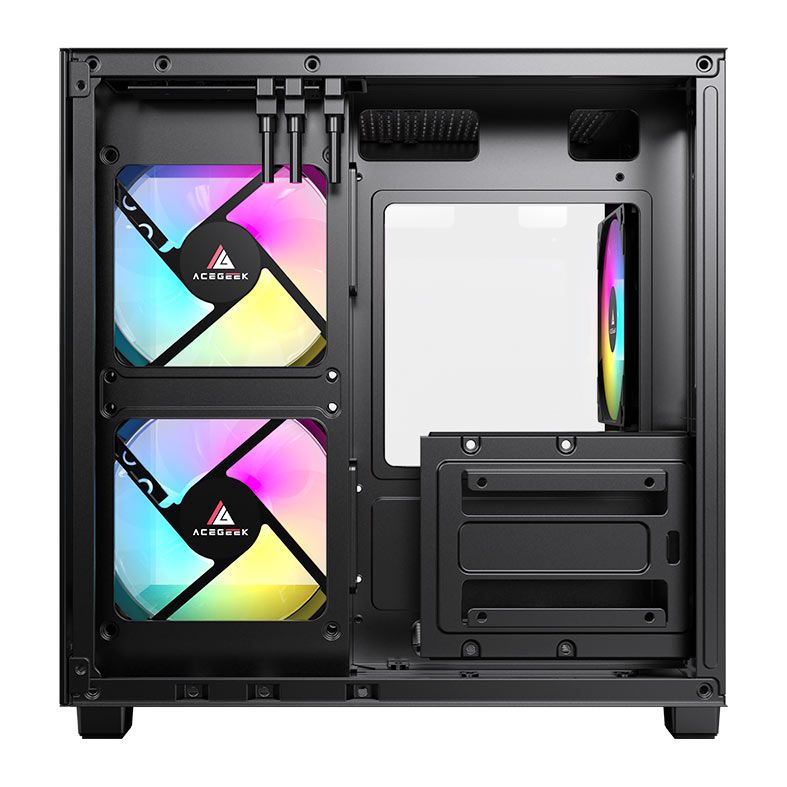 Gabinete Gamer Acegeek Ori, Rainbow, Mini-Tower, Lateral e Vidro, Com 3 Fans, Preto, AG-ORI-BK-3F - miniatura 3