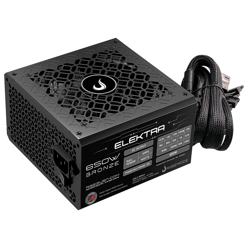 Fonte Gamer Rise Mode Elektra, 650W, Bronze, PFC Ativo, Preto - RM-PSU-ELK-650-B - foto 1